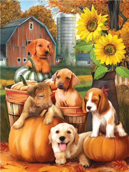 Autumn Puppies Dog_ Paint by numbers malaysia