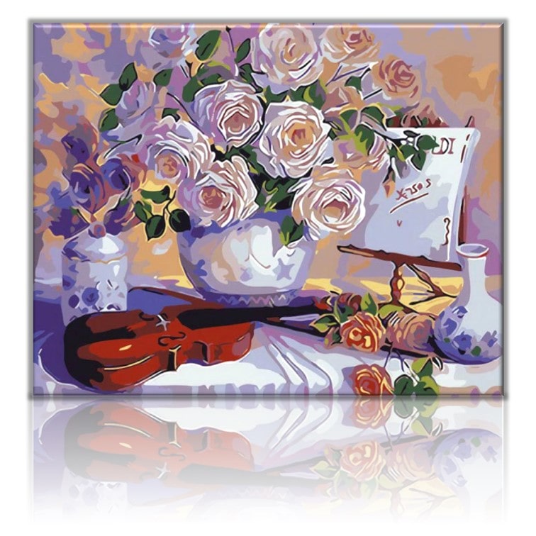 Roses with A Violin | Paint By Numbers