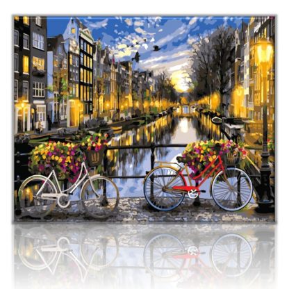 Bicycles on Amsterdam Canal | Paint by Numbers Malaysia