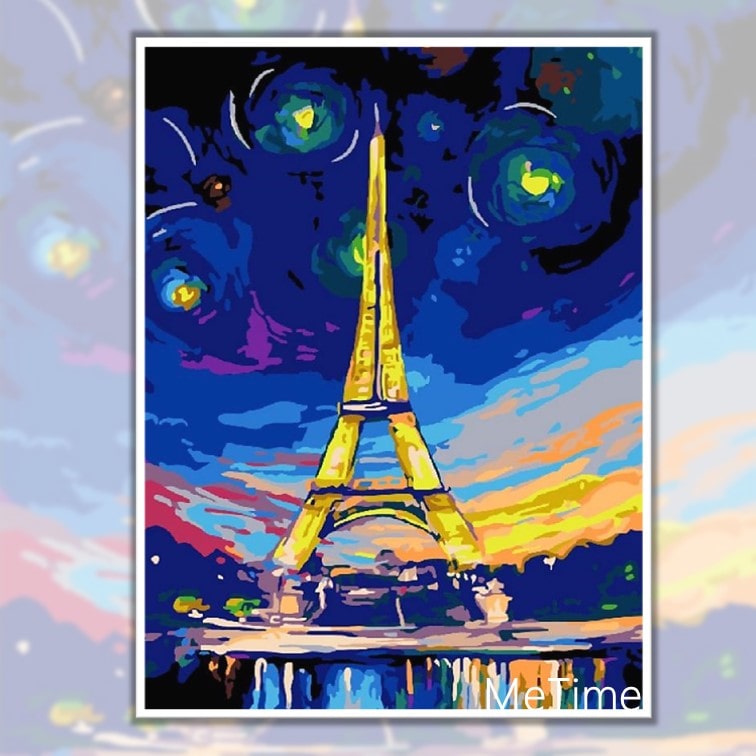 Paris Eiffel Tower Starry Night