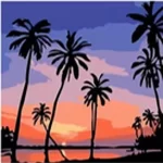 Sunset Coconut Trees